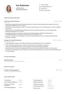 Lebenslauf-Muster für Leiter*in eines Kleinunternehmens