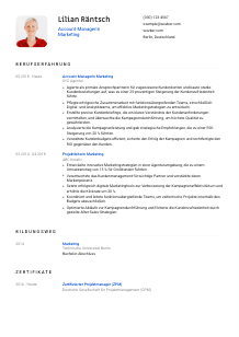 Lebenslauf-Vorlage für Account-Manager*in Marketing #1