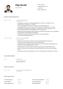 Lebenslauf-Vorlage für Anlageleiter*in #1