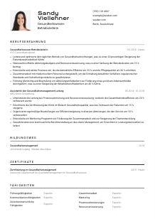 Lebenslauf-Vorlage für Gesundheitswesen-Betriebsleiter*in #2