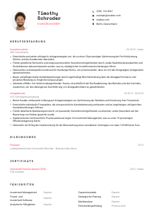 Lebenslauf-Vorlage für Investitionsleiter*in #1