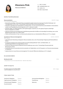Lebenslauf-Muster für Ressourcenleiter*in