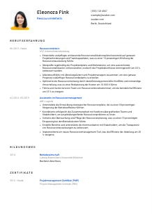 Lebenslauf-Vorlage für Ressourcenleiter*in #1