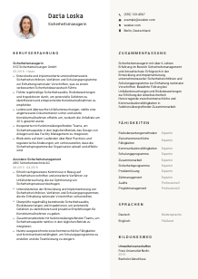 Lebenslauf-Vorlage für Sicherheitsmanager*in #2