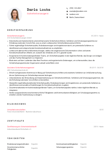 Lebenslauf-Vorlage für Sicherheitsmanager*in #1