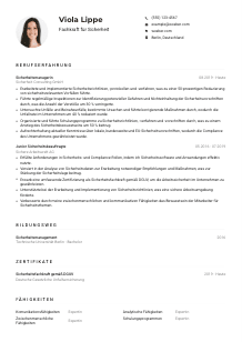 Lebenslauf-Muster für Fachkraft für Sicherheit