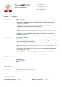Lebenslauf-Vorlage für Kategorie-Manager*in #1