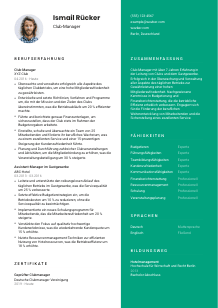 Lebenslauf-Vorlage für Club-Manager*in #2