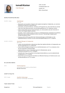 Lebenslauf-Vorlage für Club-Manager*in #1