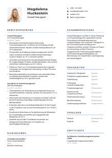 Lebenslauf-Vorlage für Umwelt-Manager*in #2