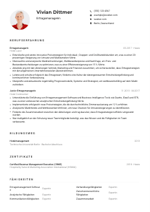Lebenslauf-Muster für Ertragsmanager*in
