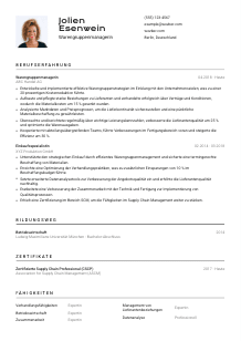 Lebenslauf-Vorlage für Warengruppenmanager*in #2