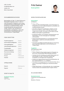 Lebenslauf-Vorlage für Bauhauptleiter*in #2