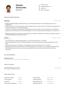 Lebenslauf-Muster für Bauarbeiter*in