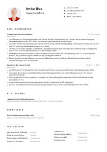 Lebenslauf-Muster für Hauswirtschafter*in