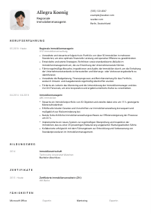 Lebenslauf-Vorlage für Regionale*r Immobilienmanager*in #1