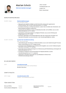Lebenslauf-Vorlage für Wohnimmobilienmanager*in #1