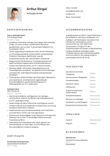 Lebenslauf-Vorlage für Aufzugtechniker*in #1