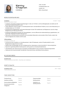 Lebenslauf-Vorlage für Installateur*in #2