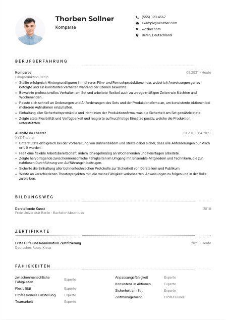 Lebenslauf-Muster für Kompars*in