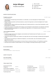 Lebenslauf-Muster für Produktionsassistent*in