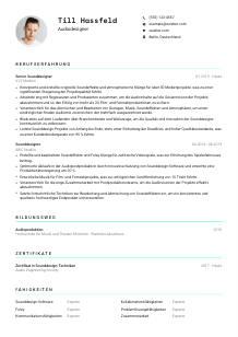 Lebenslauf-Vorlage für Audiodesigner*in #3