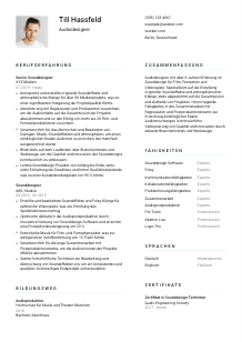 Lebenslauf-Vorlage für Audiodesigner*in #1