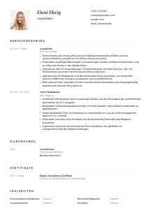 Lebenslauf-Vorlage für Journalist*in #1