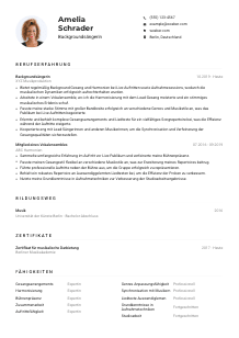 Lebenslauf-Muster für Backgroundsänger*in