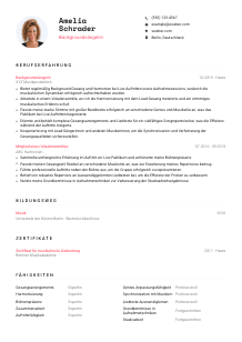 Lebenslauf-Vorlage für Backgroundsänger*in #1