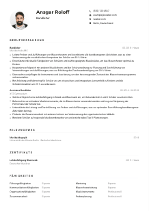 Lebenslauf-Muster für Bandleiter*in