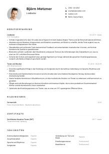 Lebenslauf-Muster für Liedtexter*in