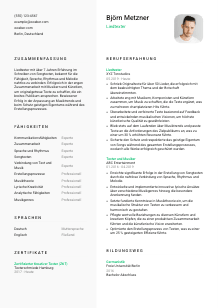 Lebenslauf-Vorlage für Liedtexter*in #2