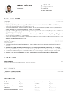 Lebenslauf-Muster für Tonmeister*in