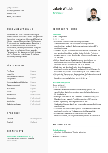 Lebenslauf-Vorlage für Tonmeister*in #2