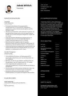 Lebenslauf-Vorlage für Tonmeister*in #3