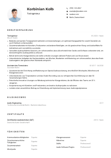 Lebenslauf-Muster für Toningenieur*in