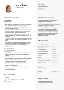 Lebenslauf-Vorlage für Lichtdesigner*in #2