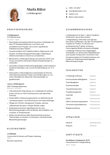 Lebenslauf-Vorlage für Lichtdesigner*in #1