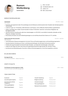 Lebenslauf-Muster für Galerieleiter*in