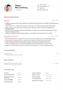 Lebenslauf-Vorlage für Galerieleiter*in #1