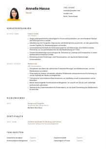 Lebenslauf-Vorlage für Model #1