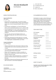 Lebenslauf-Vorlage für Schriftsteller*in #1