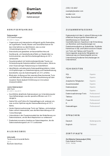 Lebenslauf-Vorlage für Datenanalyst*in #2