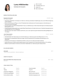 Lebenslauf-Muster für Datenbericht-Analyst*in