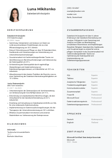Lebenslauf-Vorlage für Datenbericht-Analyst*in #2