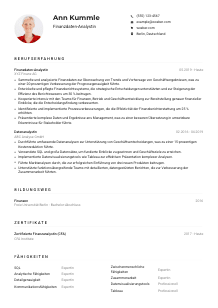 Lebenslauf-Muster für Finanzdaten-Analyst*in