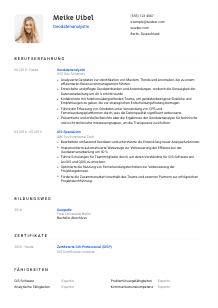 Lebenslauf-Vorlage für Geodatenanalyst*in #1