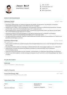 Lebenslauf-Vorlage für Quantitative*r Analyst*in #3