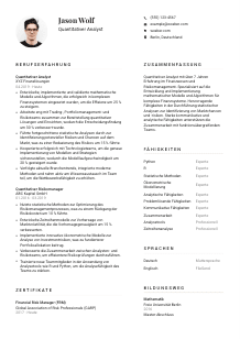 Lebenslauf-Vorlage für Quantitative*r Analyst*in #1